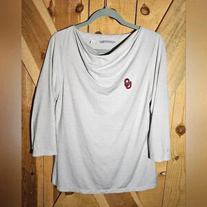 Cutter & Buck Women's cowl neck 3/4 sleeve light gray college‎ apparel OU Sz L